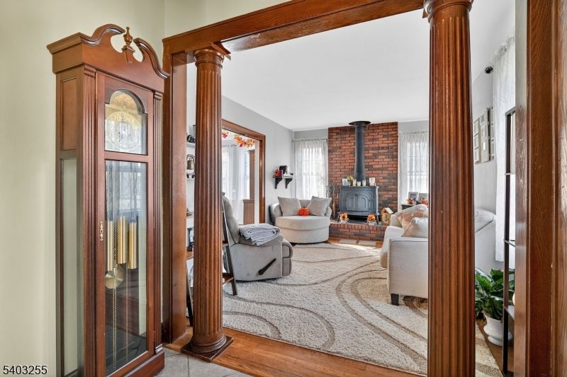 Fireplace, Interior, Living room, Stone Walls, Wood Texture Flooring