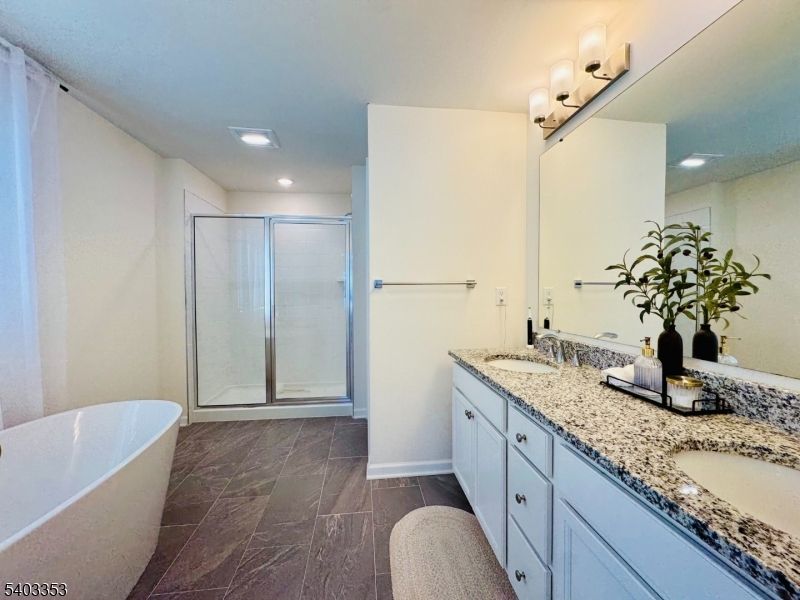 Bathroom, Dual Sink Vanities, Free Standing Baths, Glass Shower, Interior, Recessed Lighting