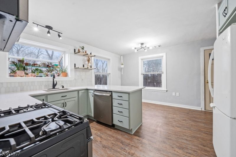 Interior, Kitchen, Stainless Steel Appliances, Wood Texture Flooring