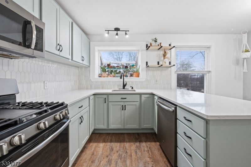 Interior, Kitchen, Stainless Steel Appliances, Wood Texture Flooring