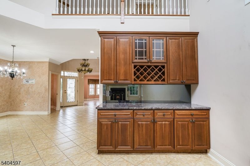 Chandelier, Fireplace, Interior