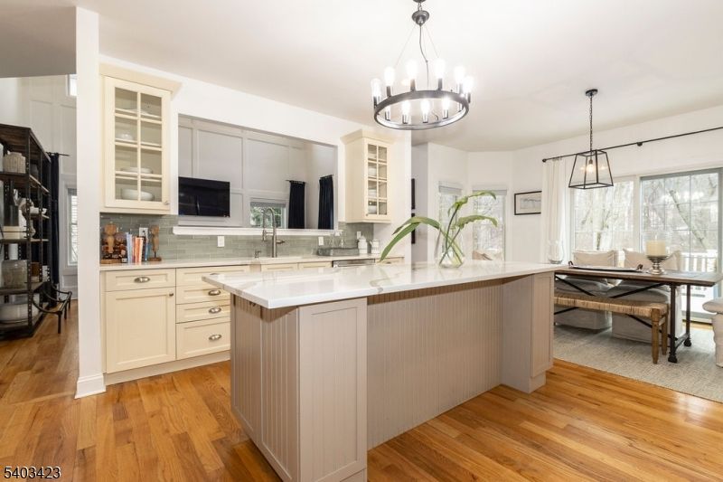 Chandelier, Interior, Kitchen, Pendant Lights, Wood Texture Flooring