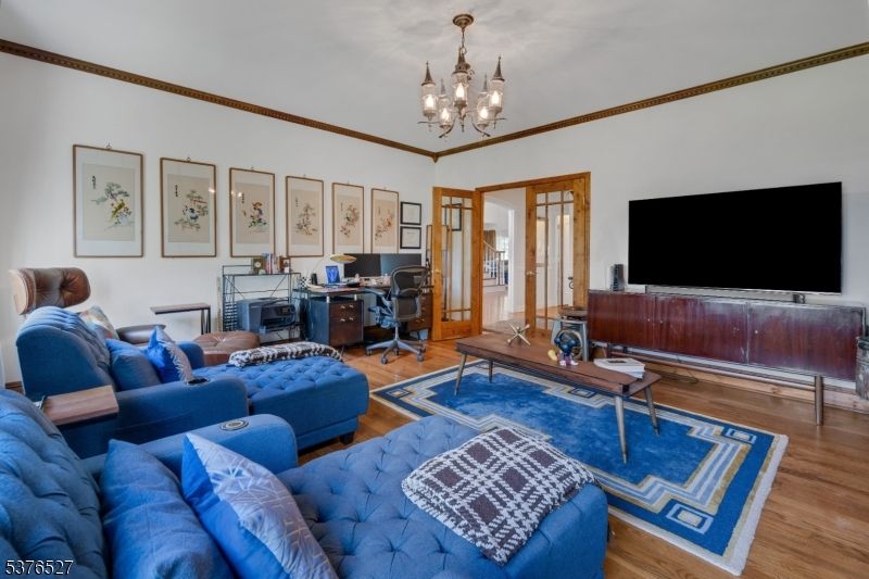 Chandelier, Home Office, Interior, Living room, Wood Texture Flooring