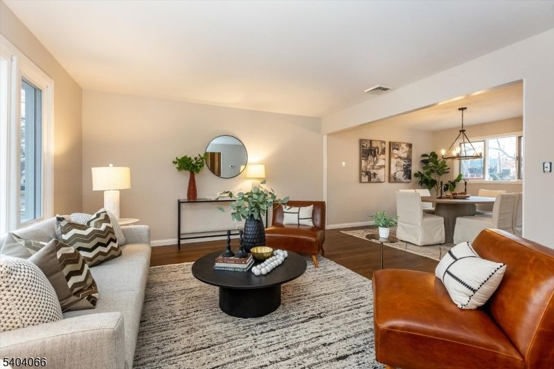 Dining room, Interior, Living room, Pendant Lights, Wood Texture Flooring