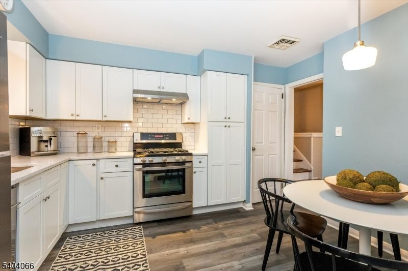 Interior, Kitchen, Pendant Lights, Stainless Steel Appliances, Wood Texture Flooring
