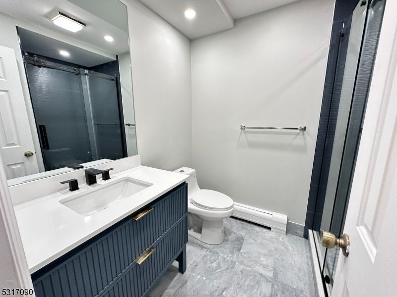 Bathroom, Glass Shower, Interior, Marble, Recessed Lighting