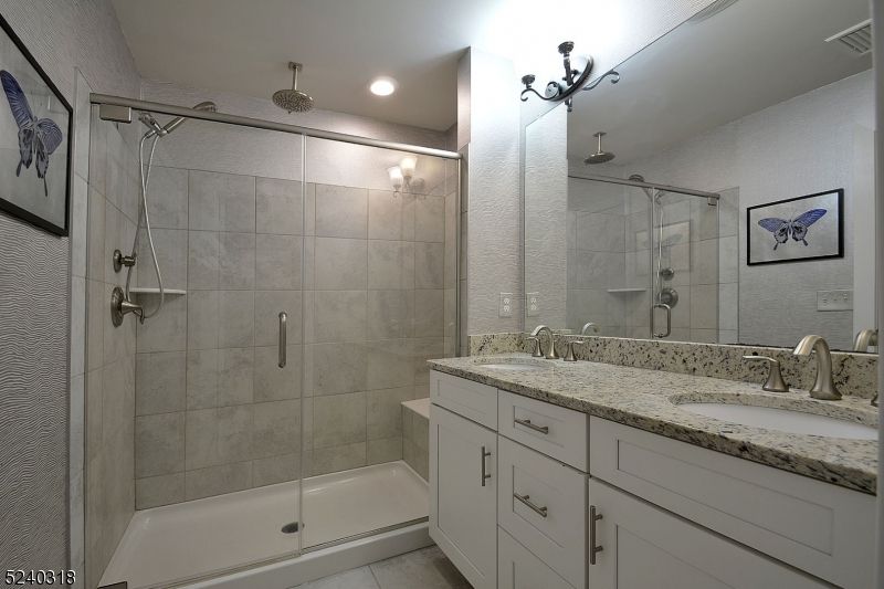 Bathroom, Dual Sink Vanities, Glass Shower, Interior, Recessed Lighting