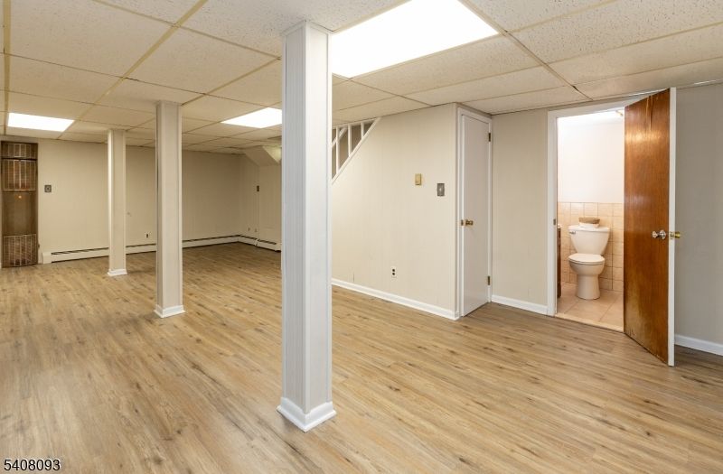 Bathroom, Empty room, Interior, Recessed Lighting, Wood Texture Flooring