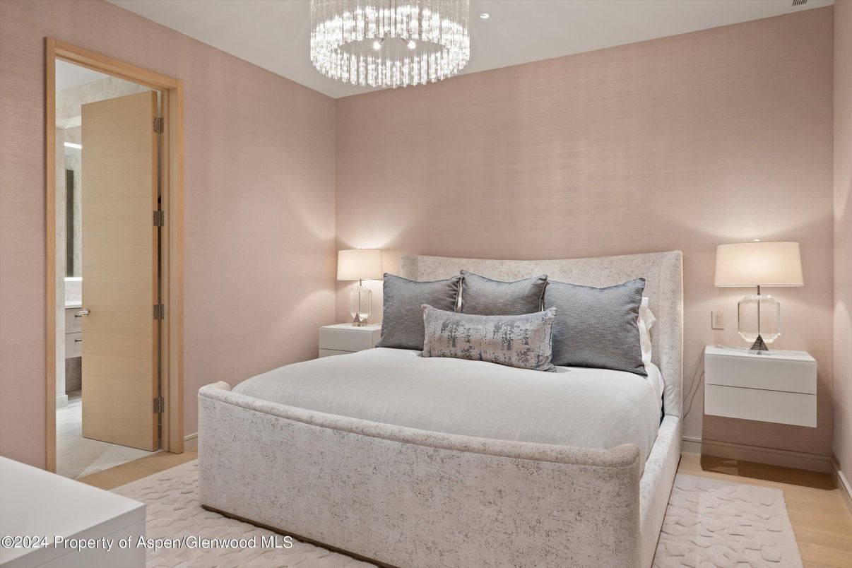 Bedroom, Chandelier, Interior, Pendant Lights, Wood Texture Flooring