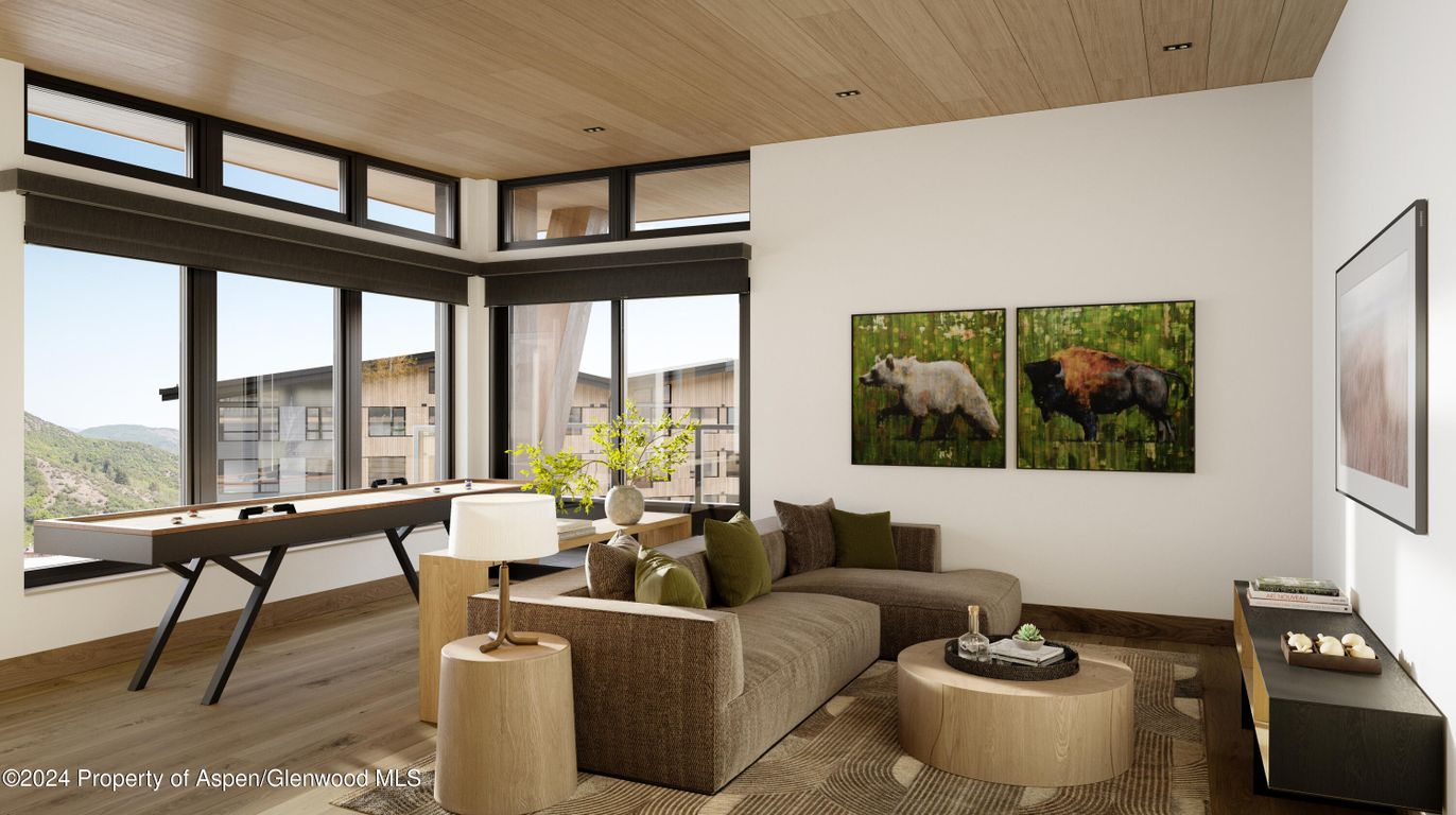 Home Office, Interior, Living room, Recessed Lighting, Wooden Ceilings, Wood Texture Flooring