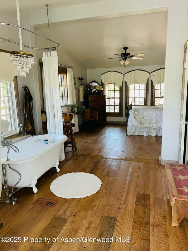 Bathroom, Free Standing Baths, Interior, Wood Texture Flooring