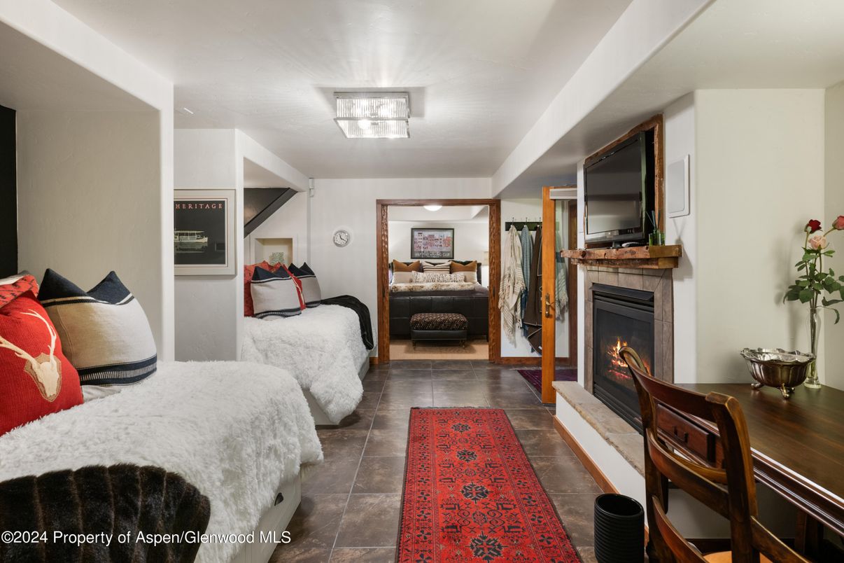 Bedroom, Fireplace, Interior