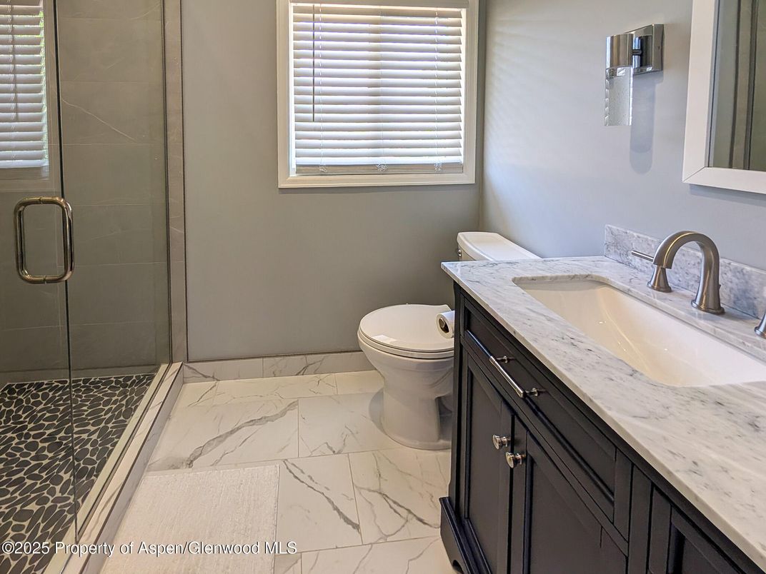 Bathroom, Dual Sink Vanities, Glass Shower, Interior, Marble