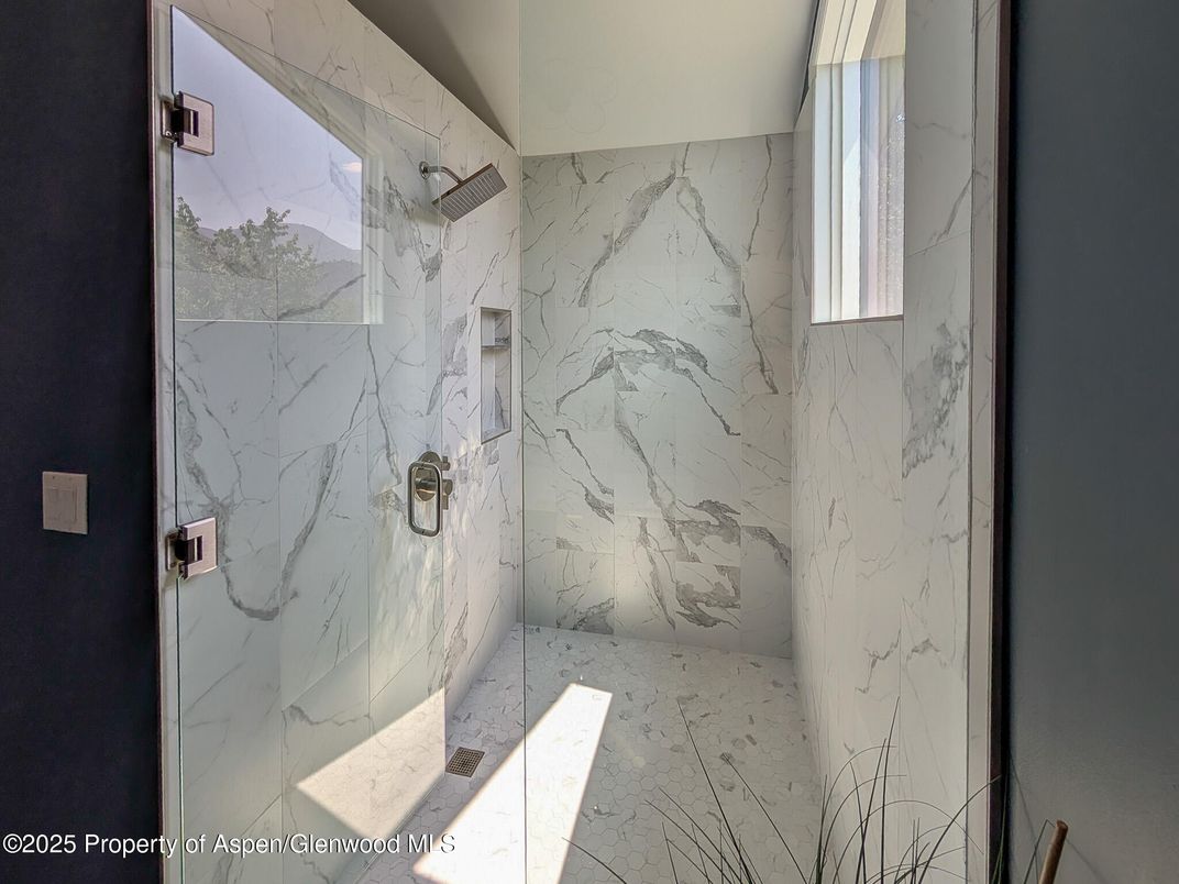 Bathroom, Glass Shower, Interior, Marble Walls
