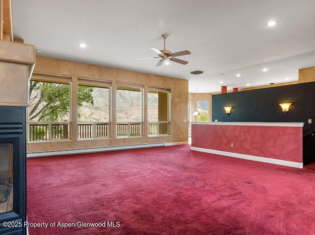 Empty room, Fireplace, Interior, Recessed Lighting