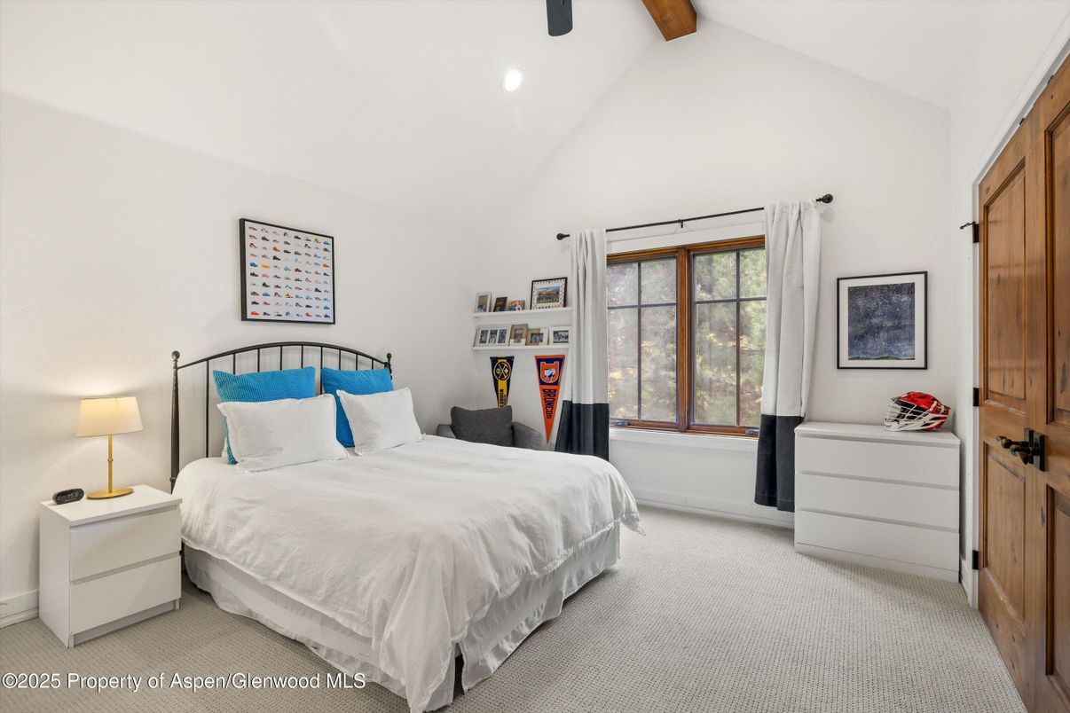 Bedroom, Interior, Recessed Lighting, Wooden Beams