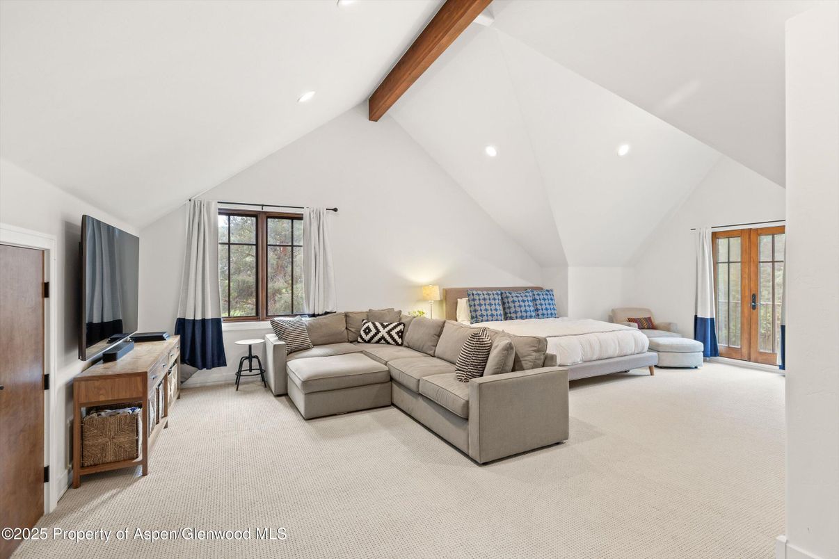 Interior, Living room, Recessed Lighting, Wooden Beams
