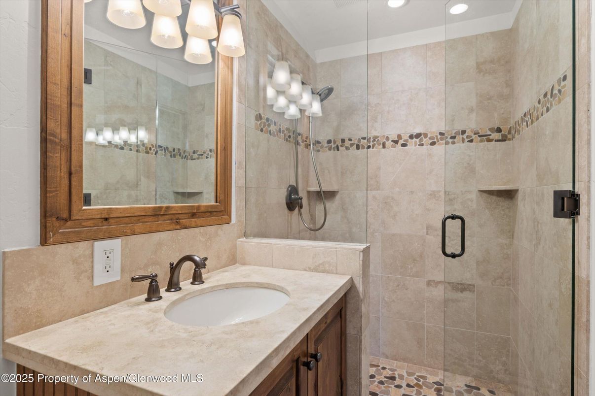 Bathroom, Glass Shower, Interior, Recessed Lighting