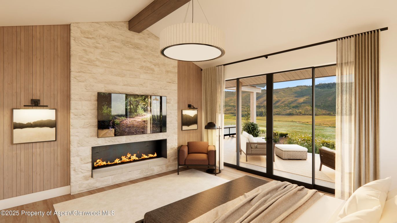 Fireplace, Interior, Living room, Pendant Lights, Stone Walls, Wooden Beams, Wooden Walls