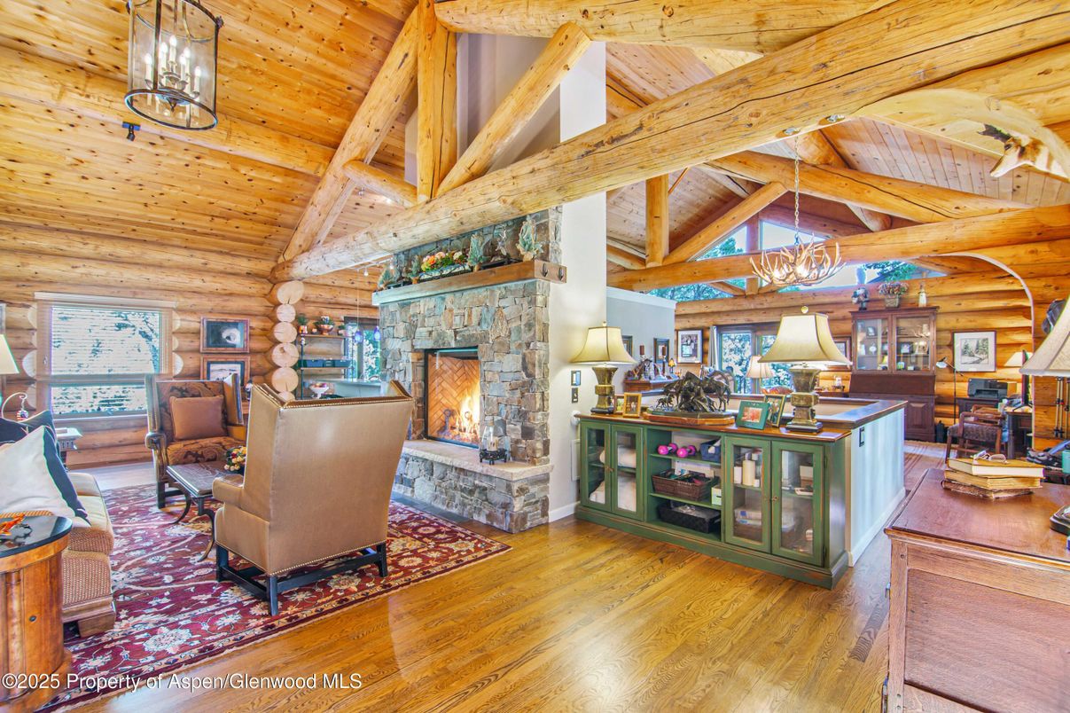 Chandelier, Fireplace, Interior, Wooden Beams, Wooden Ceilings, Wood Texture Flooring, Wooden Walls