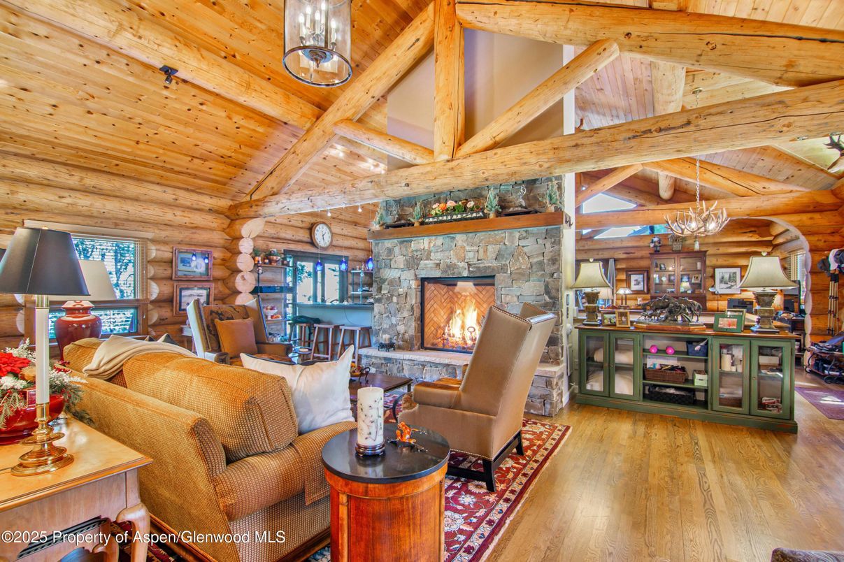 Dining room, Fireplace, Interior, Kitchen, Living room, Pendant Lights, Stone Walls, Wooden Beams, Wooden Ceilings, Wood Texture Flooring, Wooden Walls