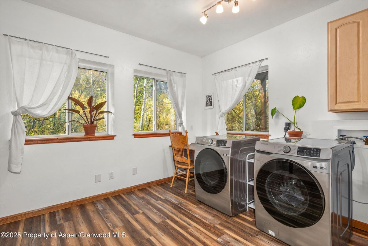 Dining room, Interior, Washer, Wood Texture Flooring