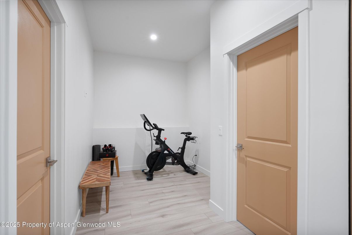 Fitness Equipment, Interior, Recessed Lighting, Wood Texture Flooring