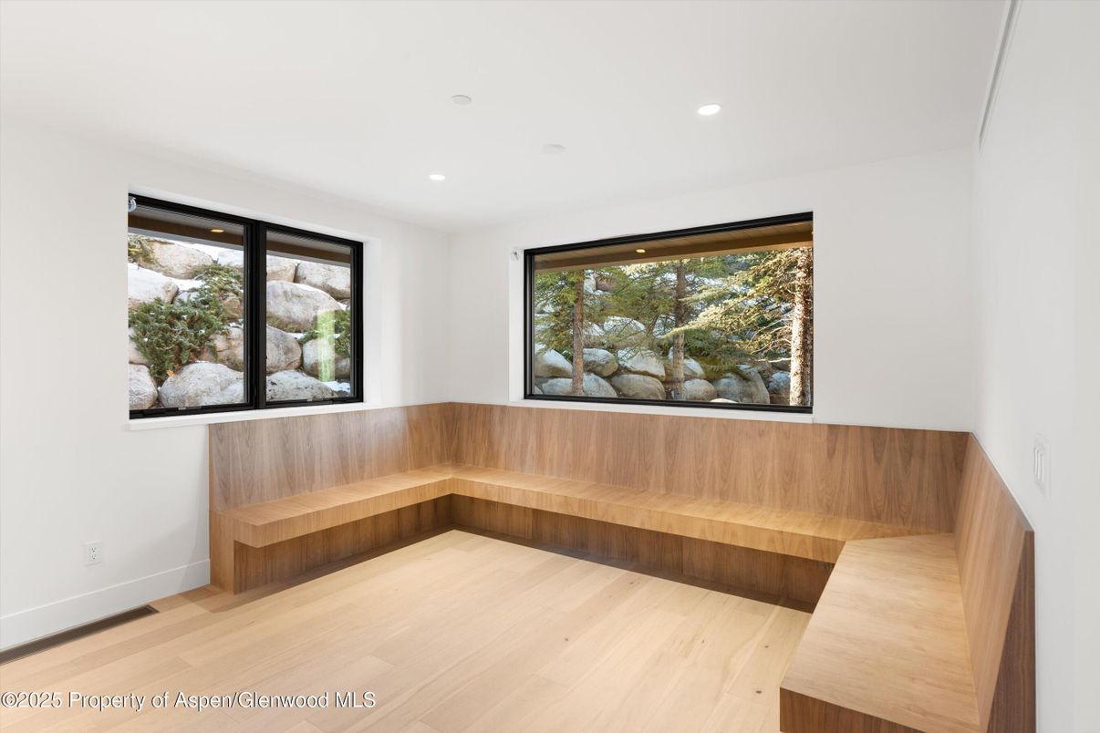 Interior, Recessed Lighting, Wood Texture Flooring, Wooden Walls