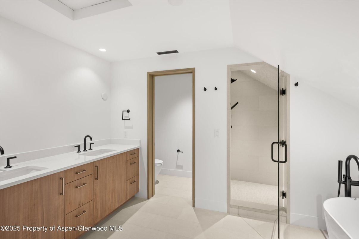 Bathroom, Dual Sink Vanities, Glass Shower, Interior, Recessed Lighting