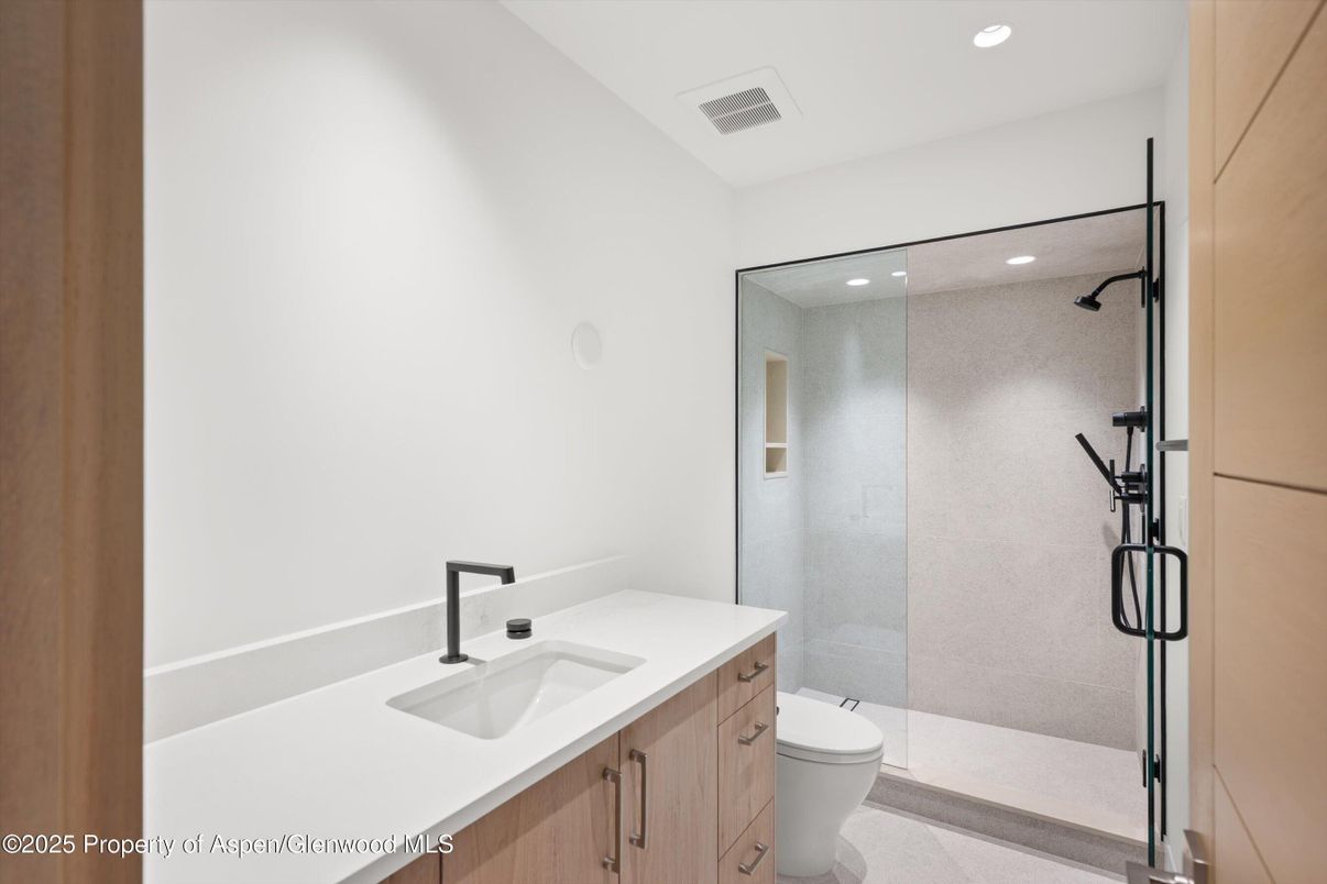 Bathroom, Glass Shower, Interior, Recessed Lighting
