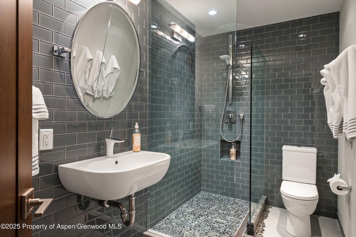 Bathroom, Glass Shower, Interior, Recessed Lighting