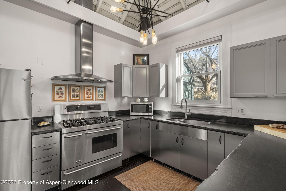 Interior, Kitchen, Stainless Steel Appliances, Wood Texture Flooring