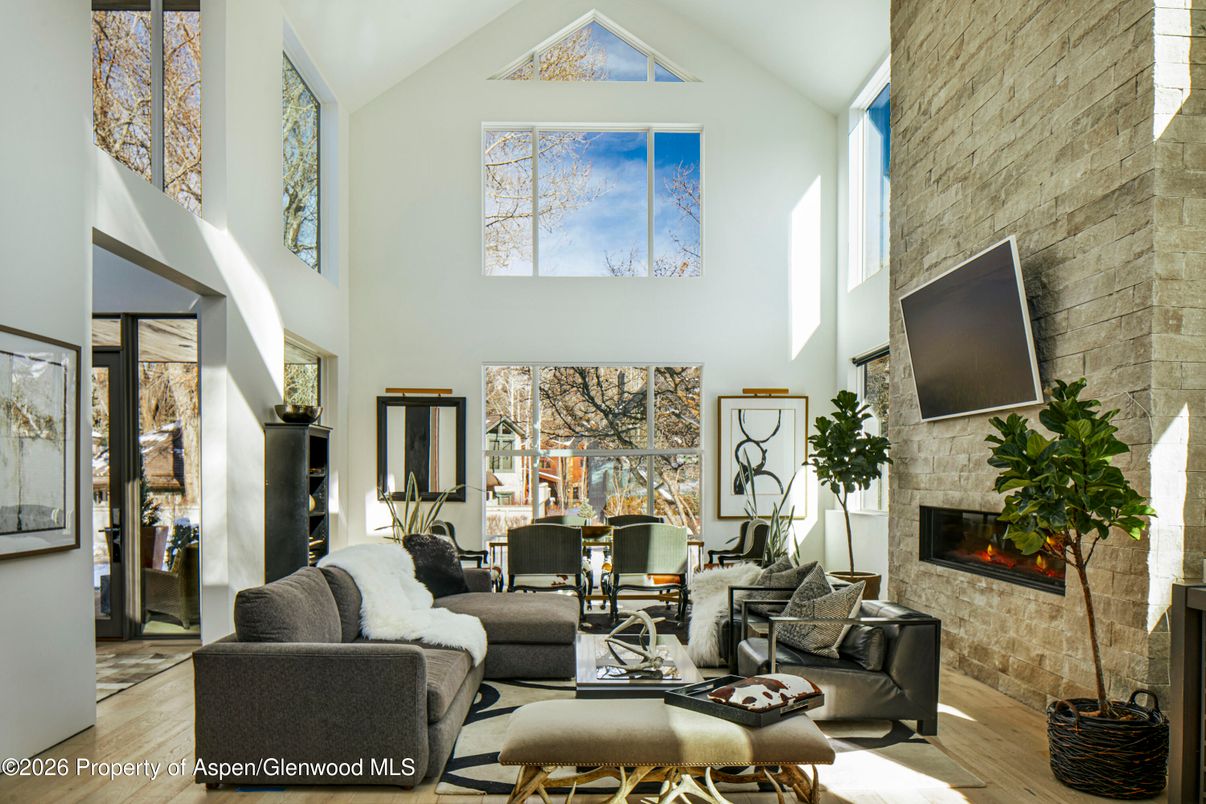 Fireplace, Interior, Living room, Stone Walls, Wood Texture Flooring