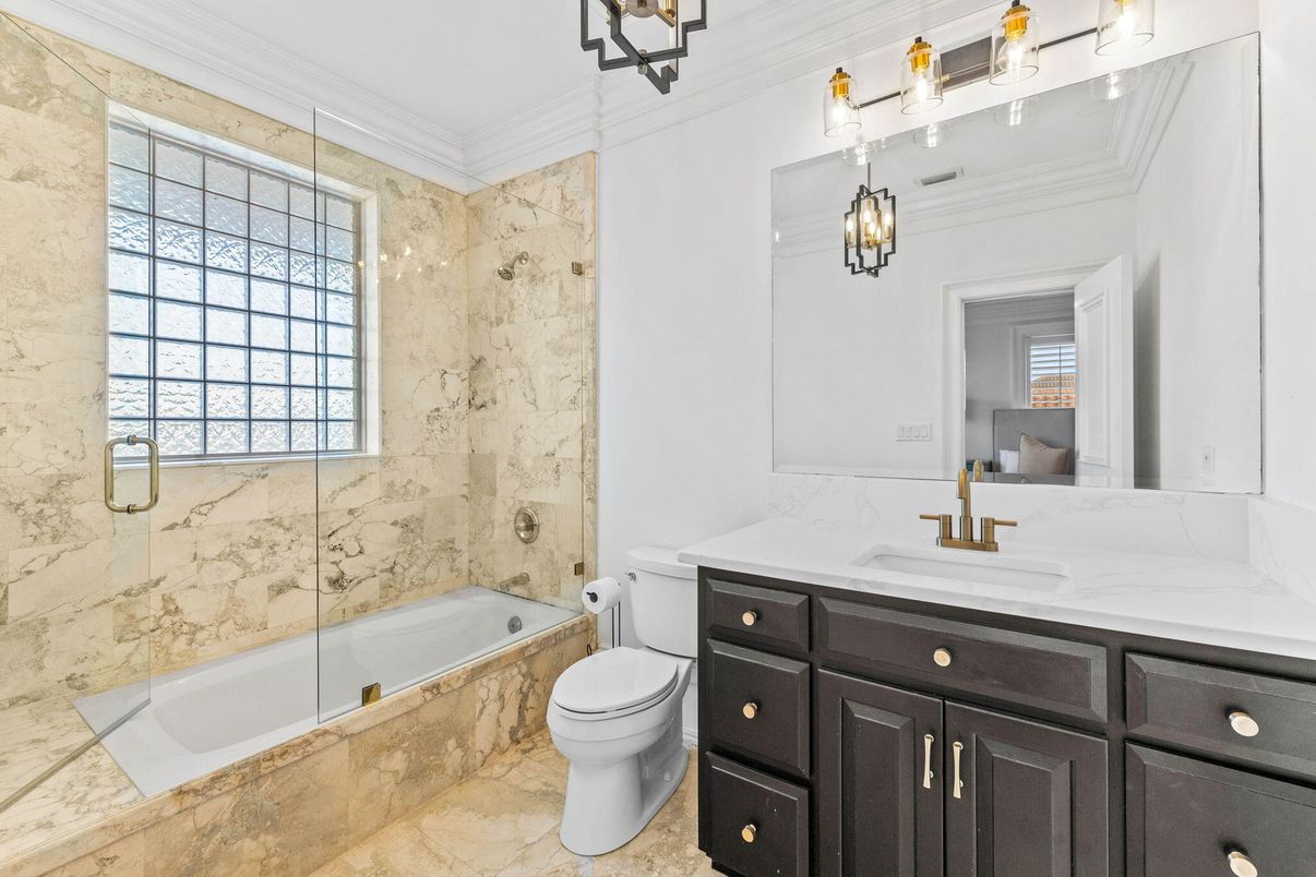 Bathroom, Glass Shower, Interior, Marble Walls