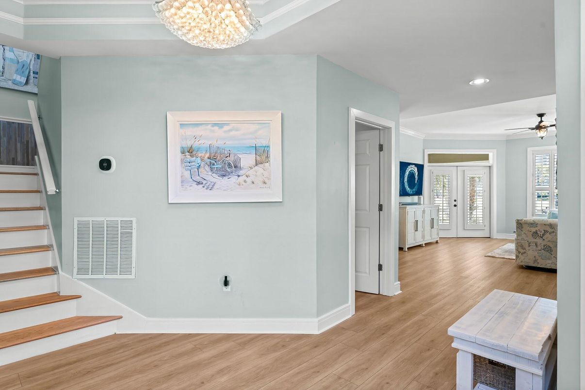 Chandelier, Interior, Recessed Lighting, Wood Texture Flooring