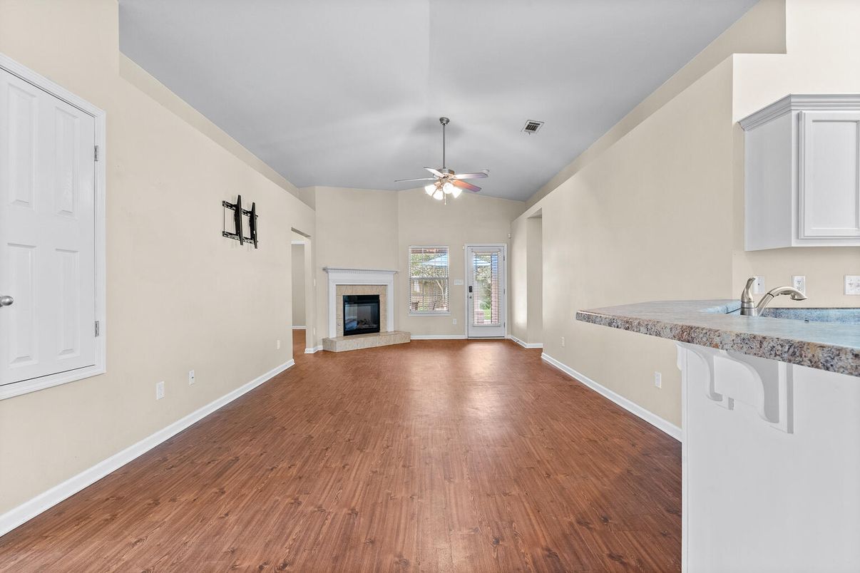Empty room, Fireplace, Interior, Wood Texture Flooring