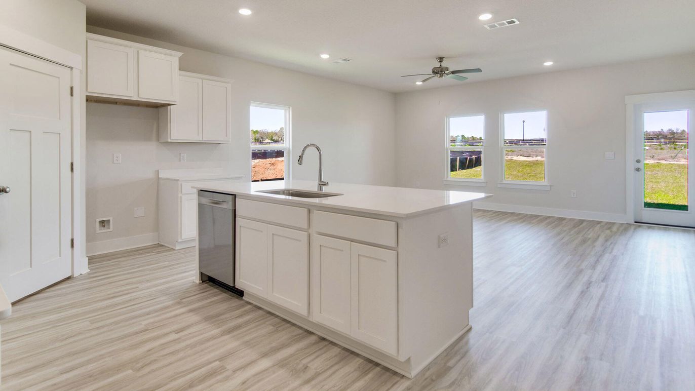 Interior, Kitchen, Recessed Lighting, Wood Texture Flooring