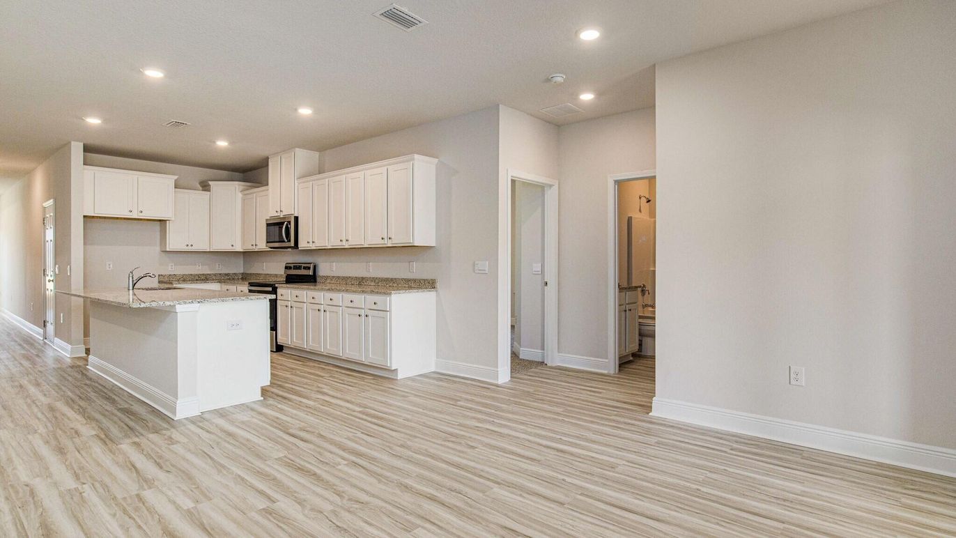 Interior, Kitchen, Recessed Lighting, Wood Texture Flooring