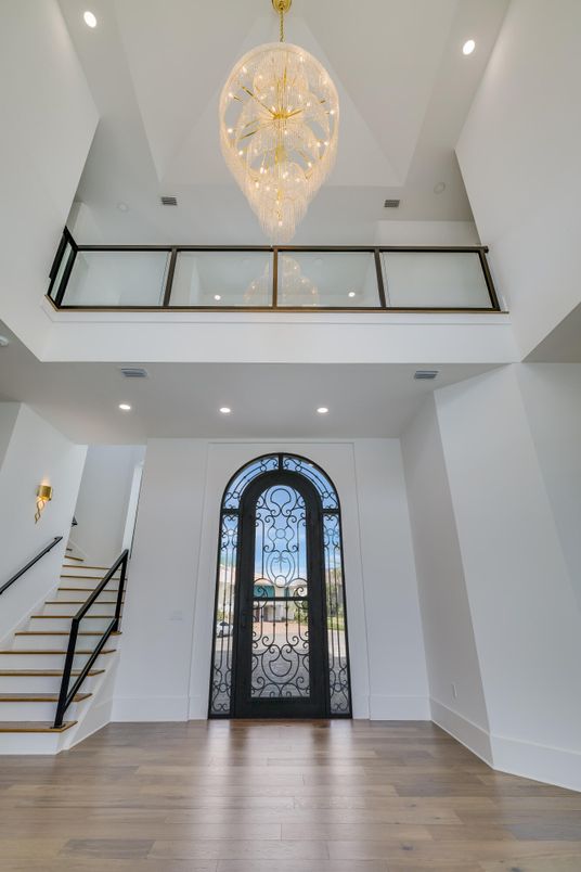 Chandelier, Interior, Recessed Lighting, Wood Texture Flooring