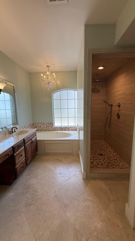 Bathroom, Chandelier, Interior, Recessed Lighting