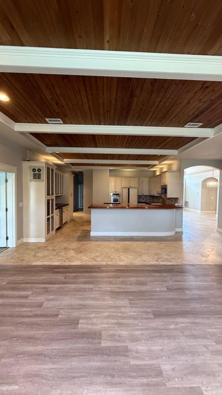 Interior, Recessed Lighting, Wooden Ceilings, Wood Texture Flooring