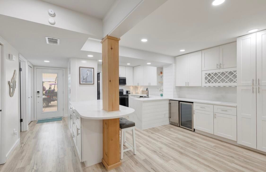 Interior, Kitchen, Recessed Lighting, Wood Texture Flooring