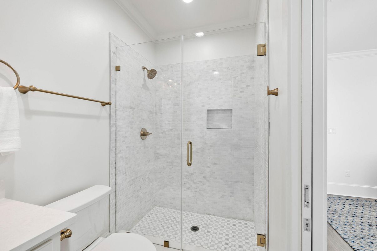 Bathroom, Glass Shower, Interior, Recessed Lighting