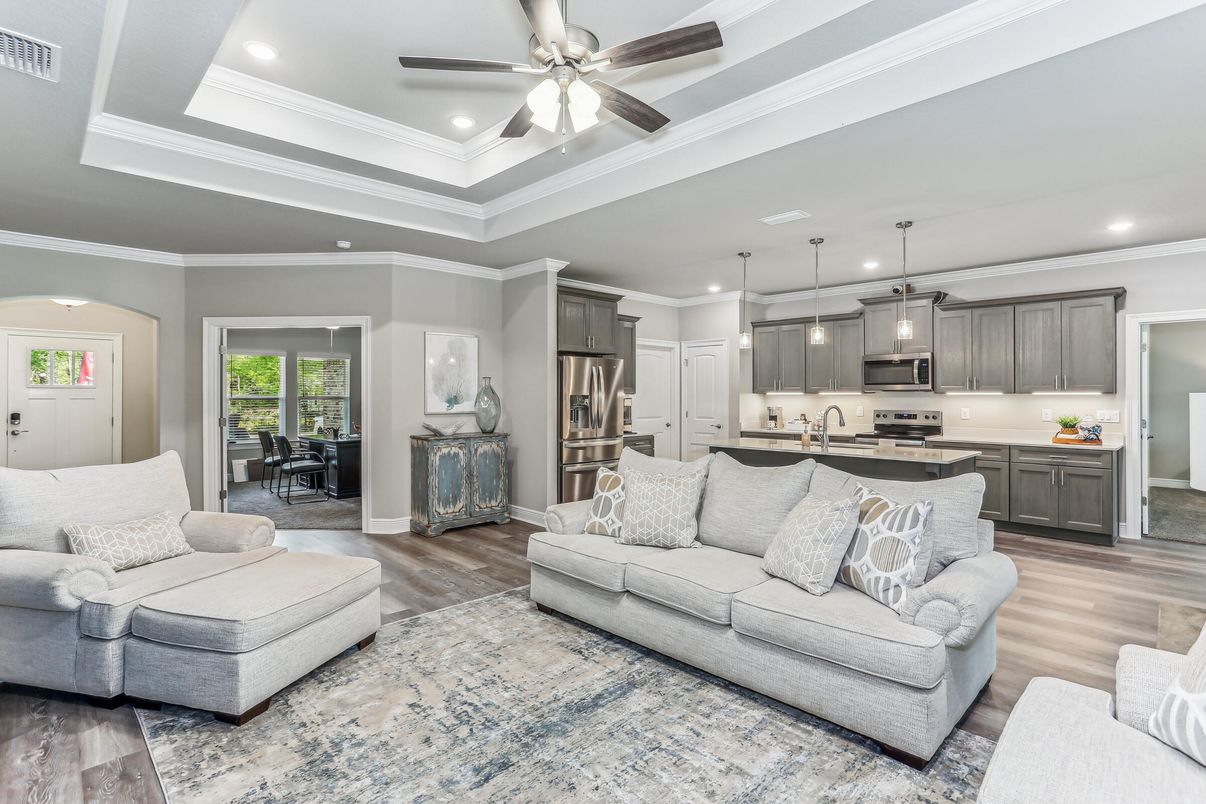 Interior, Kitchen, Living room, Pendant Lights, Recessed Lighting, Stainless Steel Appliances, Wood Texture Flooring