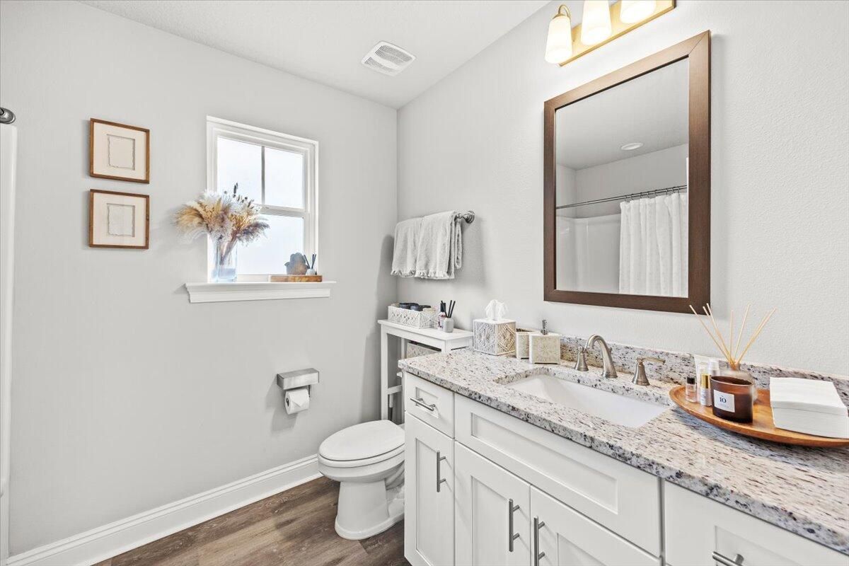 Bathroom, Dual Sink Vanities, Interior, Wood Texture Flooring