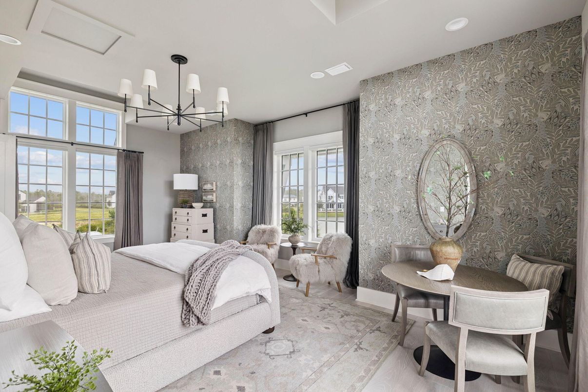 Bedroom, Chandelier, Interior, Recessed Lighting