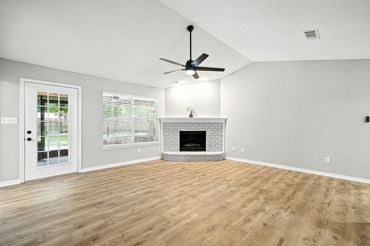 Empty room, Fireplace, Interior, Wood Texture Flooring