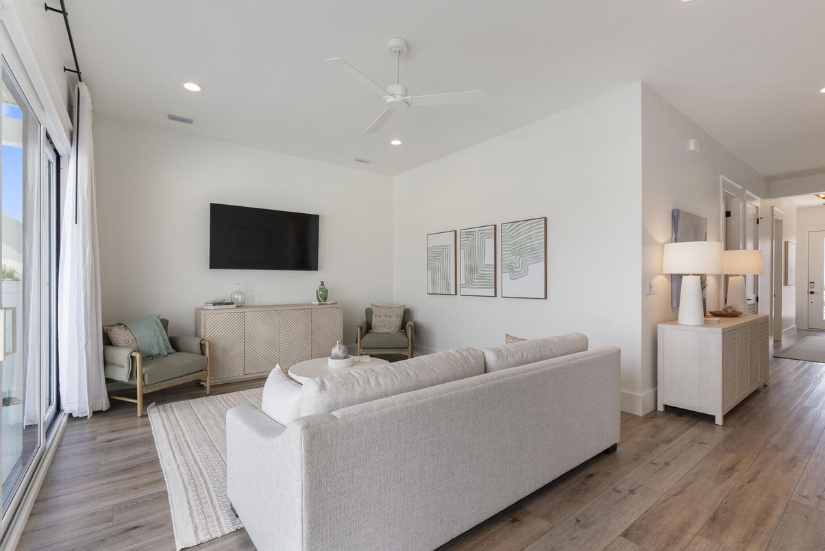 Interior, Living room, Recessed Lighting, Wood Texture Flooring