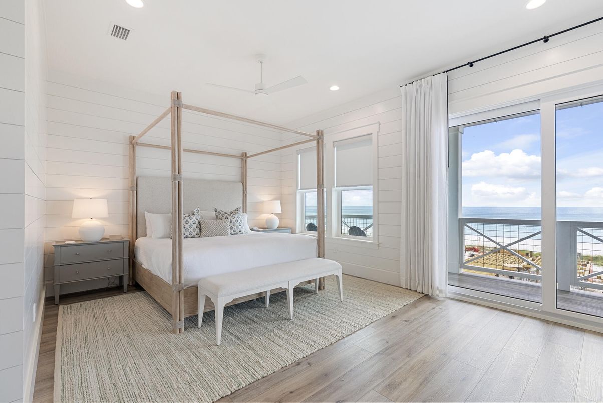 Bedroom, Interior, Recessed Lighting, Water, Wood Texture Flooring
