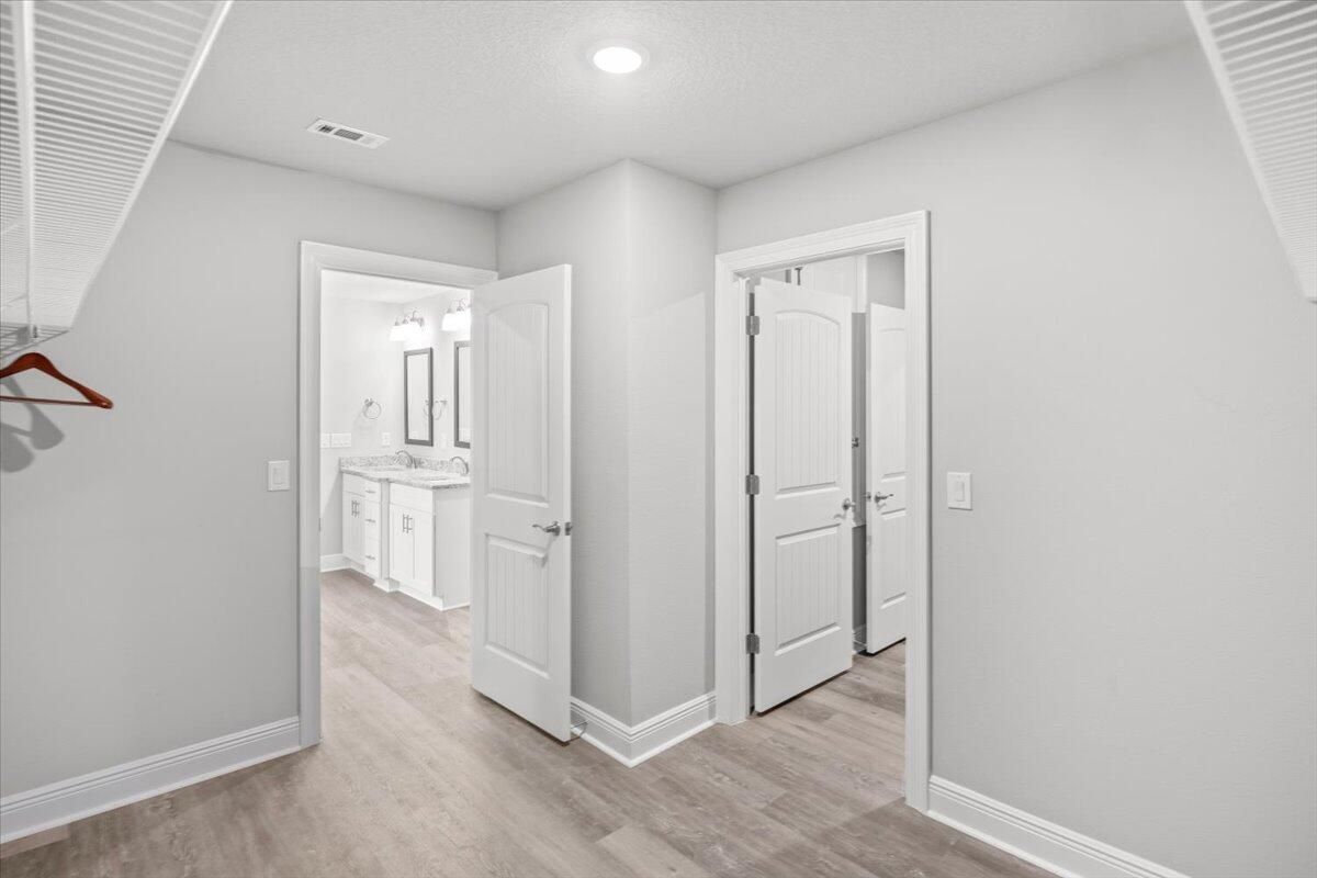 Bathroom, Interior, Recessed Lighting, Wood Texture Flooring